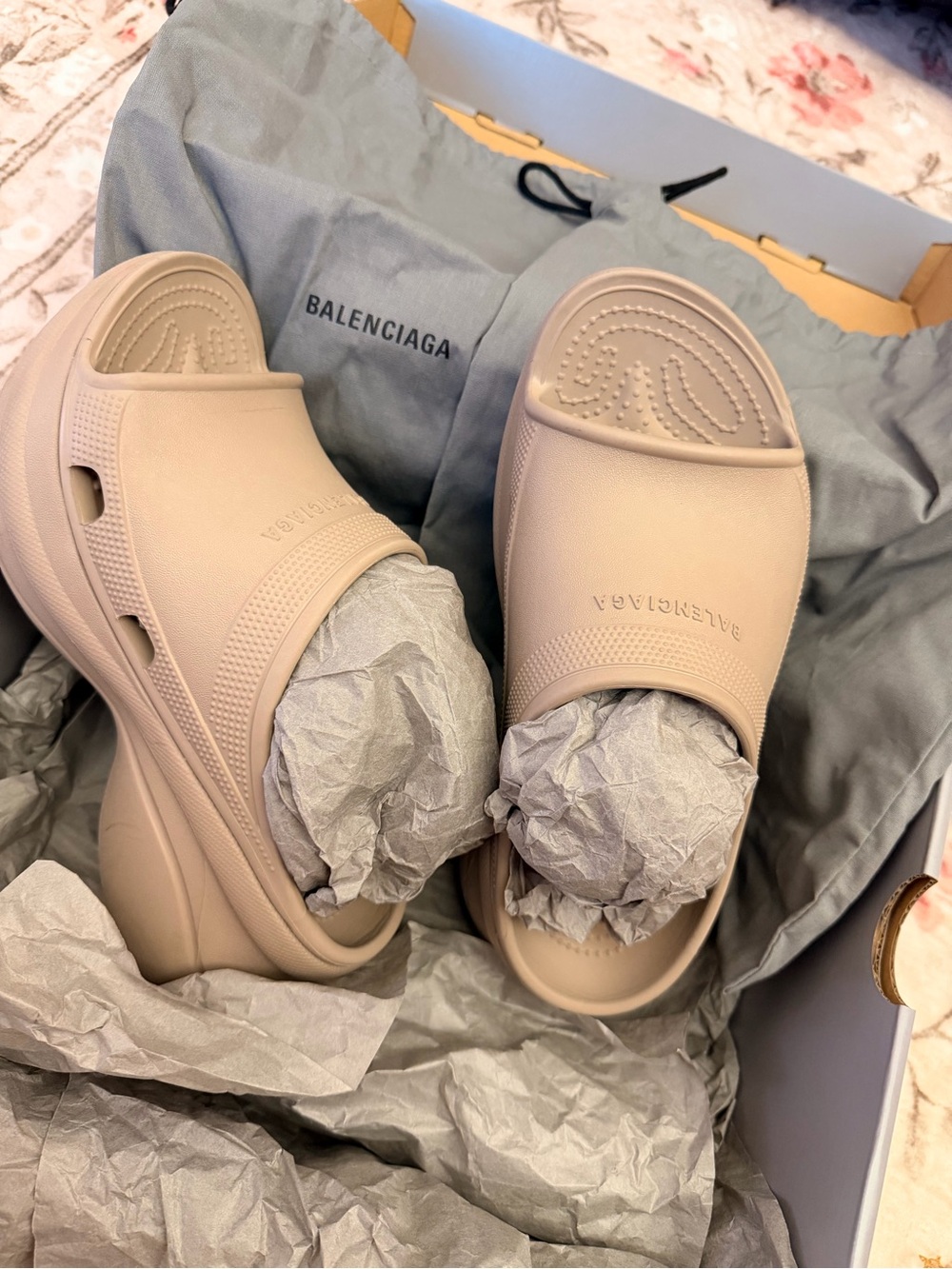 Balenciaga Nude/Taupe Foam Slide Clogs